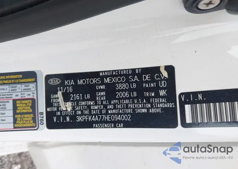 2017 Kia Forte Lx z USA, uszkodzony, nr VIN 3KPFK4A77HE094002